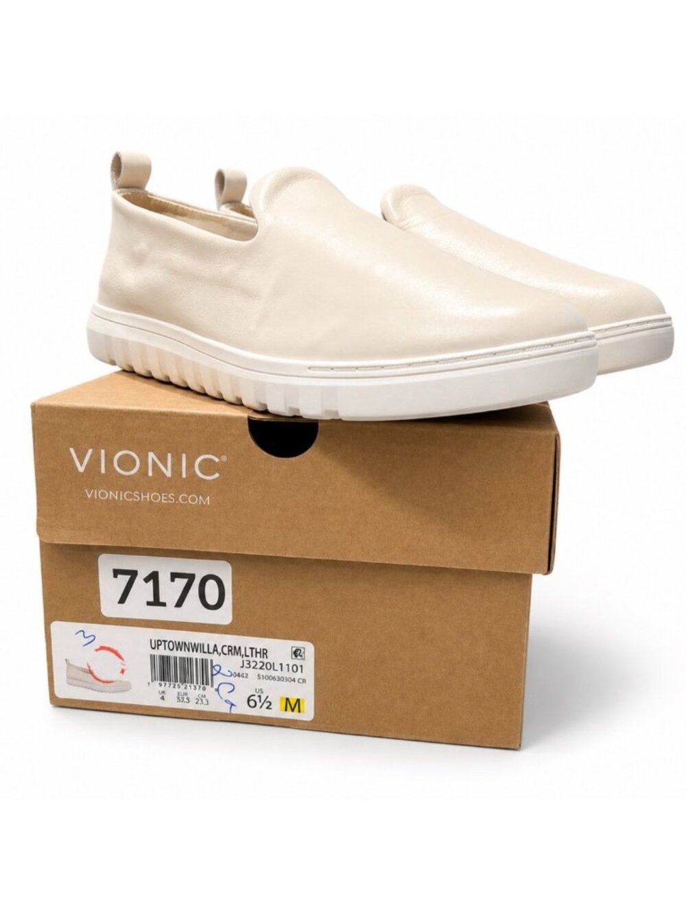 VIONIC Uptown Willa Cream Leather Slip On Sneakers Womens 6.5 M Arch Support - Picture 4 of 12